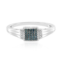 Bague pour homme en argent et Diamant bleu I1