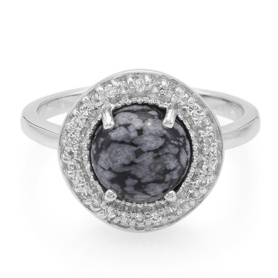 Bague en argent et Obsidienne Flocon-de-Neige