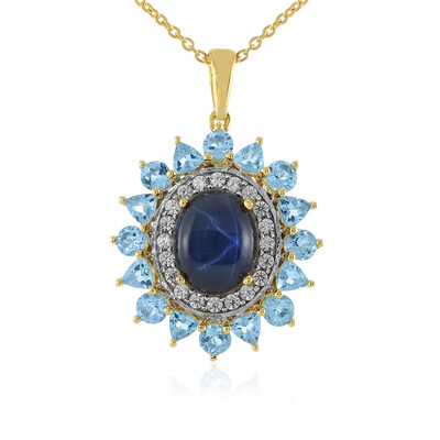 Collier en argent et Saphir étoilé bleu