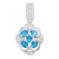 Pendentif en argent et Apatite bleu néon