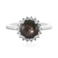 Bague en argent et Saphir étoilé noir