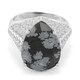 Bague en argent et Obsidienne Flocon-de-Neige