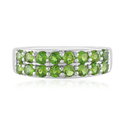 Bague en argent et Diopside de Russie