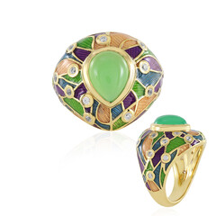 Bague en argent et Calcédoine verte(Adela Silber)