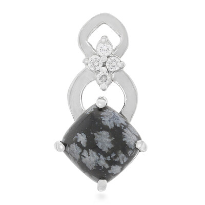 Pendentif en argent et Obsidienne Flocon-de-Neige