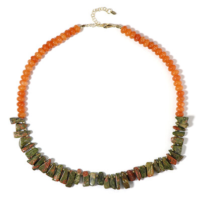 Collier en argent et Unakite (Riya)