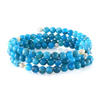 Bracelet en acier et Apatite bleu néon (Riya)