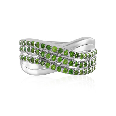 Bague en argent et Diopside de Russie