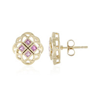 Boucles d'oreilles en or et Saphir rose de Ceylan