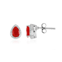 Boucles d'oreilles en argent et Opale rouge d'Éthiopie