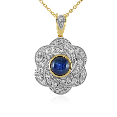 Collier en argent et Saphir étoilé bleu