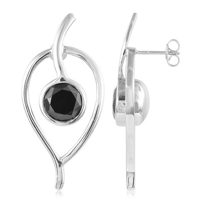 Boucles d'oreilles en argent et Spinelle noir