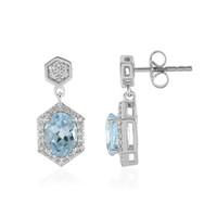 Boucles d'oreilles en argent et Topaze bleu ciel