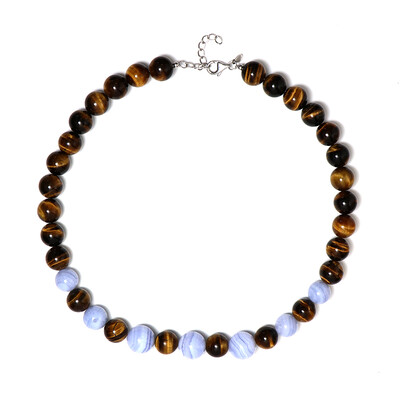 Collier en argent et Agate zonée bleue