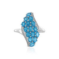 Bague en argent et Apatite bleu néon