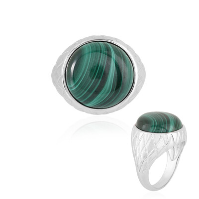 Bague pour homme en argent et Malachite