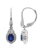 Boucles d'oreilles en or et Saphir bleu de Ceylan