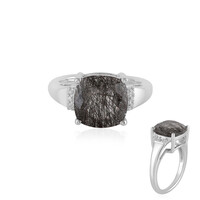 Bague en argent et Quartz rutile noir