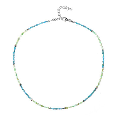 Collier en argent et Apatite bleu néon