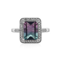 Bague en argent et Fluorite multicolore