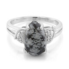 Bague en argent et Obsidienne Flocon-de-Neige