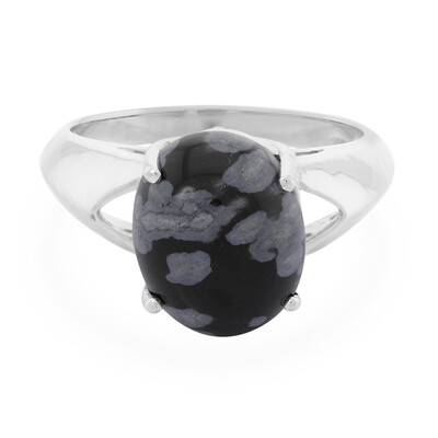 Bague en argent et Obsidienne Flocon-de-Neige