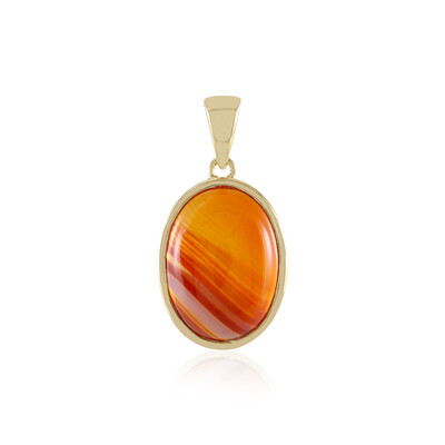 Pendentif en argent et Agate à bandes orange