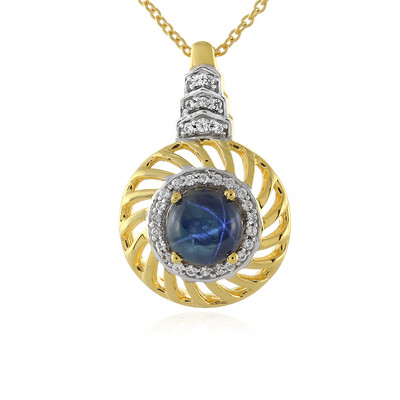 Collier en argent et Saphir étoilé bleu