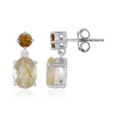 Boucles d'oreilles en argent et Quartz rutile (Cheveux de Vénus)