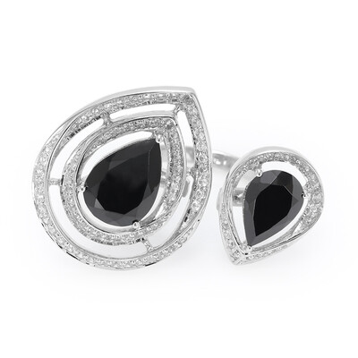 Bague en argent et Spinelle noir (Annette)