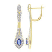 Boucles d'oreilles en or et Saphir bleu de Ceylan