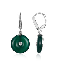 Boucles d'oreilles en argent et Agate verte