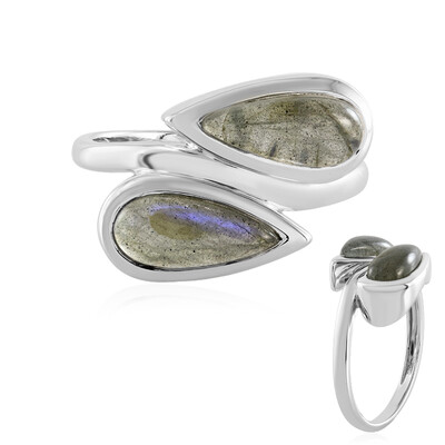 Bague en argent et Labradorite bleue de Maniry (KM by Juwelo)