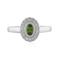 Bague en argent et Zircon de Ceylan vert