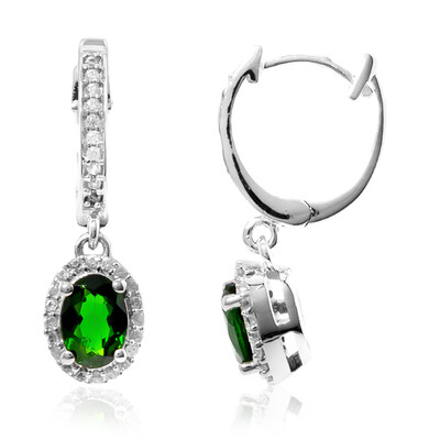 Boucles d'oreilles en argent et Diopside de Russie