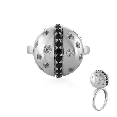 Bague en argent et Spinelle noir (MONOSONO COLLECTION)