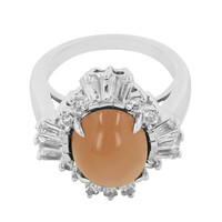 Bague en argent et Pierre de lune orange