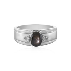 Bague en argent et Saphir étoilé noir