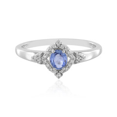 Bague en argent et Saphir bleu de Ceylan