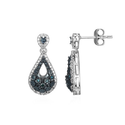 Boucles d'oreilles en argent et Diamant bleu I3