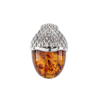 Pendentif en argent et Ambre baltique couleur cognac