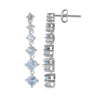 Boucles d'oreilles en argent et Topaze bleu ciel