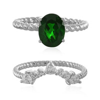 Bague en argent et Diopside de Russie