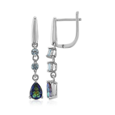 Boucles d'oreilles en argent et Quartz mystique bleu