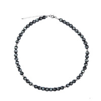 Collier en argent et Quartz œil-de-chat anthracite