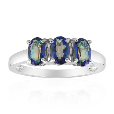 Bague en argent et Quartz mystique bleu