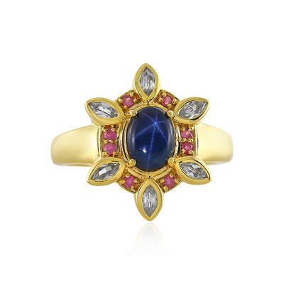 Bague en argent et Saphir étoilé bleu