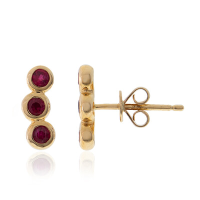 Boucles d'oreilles en or et Rubis AAA du Mozambique (CIRARI)