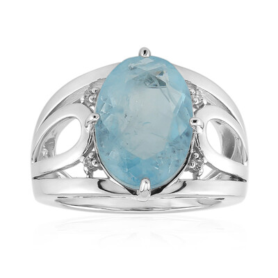 Bague en argent et Quartz bleu pastel