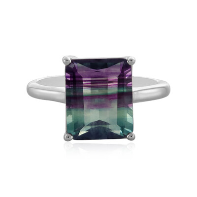 Bague en argent et Fluorite multicolore